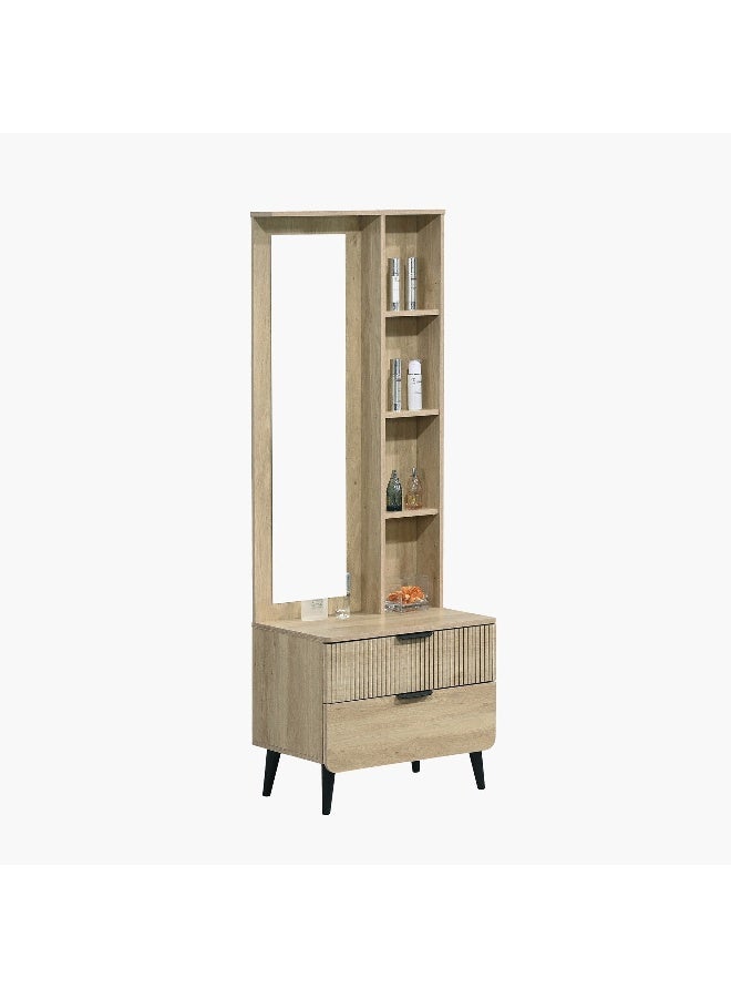 Home Box موبو-لازيرو خزانة ذات درجين مع 3 رفوف مفتوحة ومرآة - بلّوط - Image 3