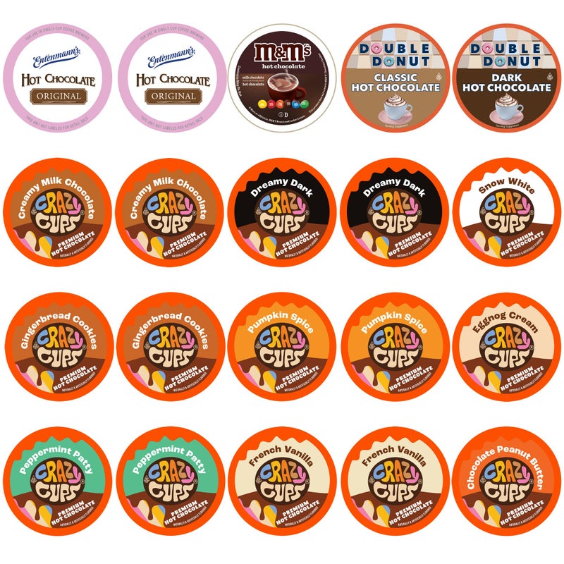 Perfect Samplers Hot Chocolate Pods Variety Pack Sampler, Hot Cocoa Single Serve Cups for Keurig K Cup Brewers, 20 Count - Image 1