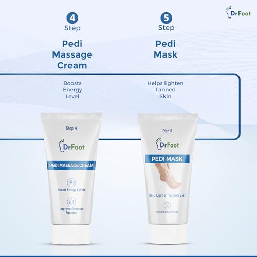 Dr.Foot Dr Foot Manicure Pedicure Kit | For Brightens and smoothens skin | Pedi Wash-8 gm | Cuticle Oil-10 ml | Micropeel-8 gm | Massage Cream-8 gm | Pedi Mask-8gm - Image 3