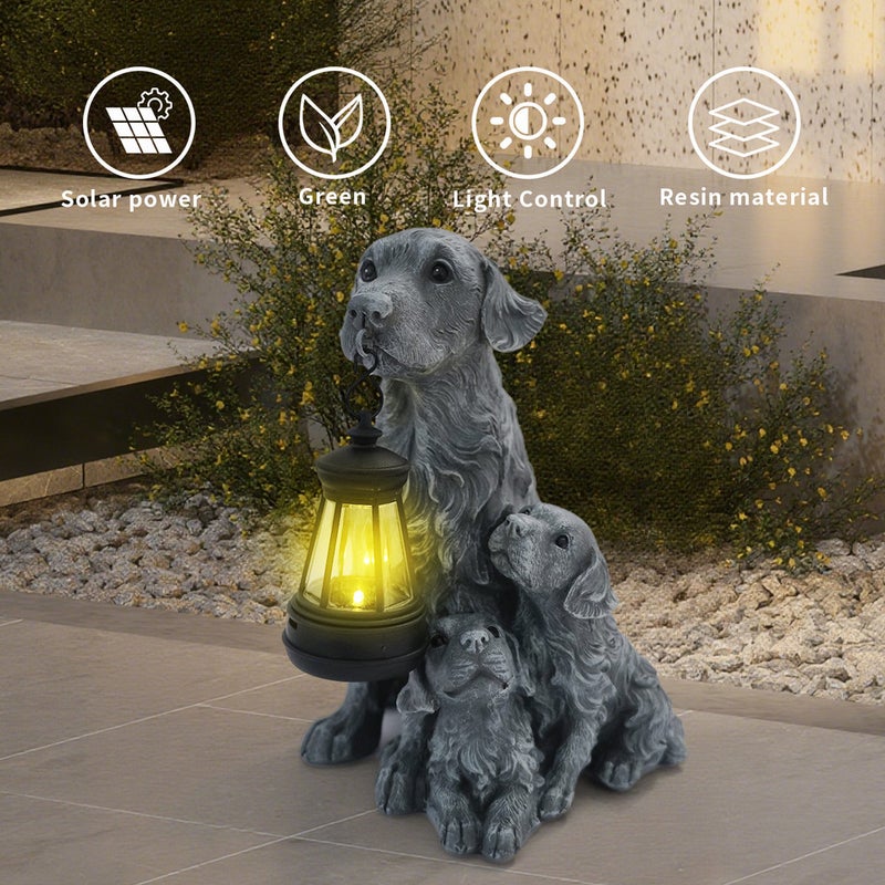 Simulation Dog Figurine Garden Decor Craft Solar Outdoor Light Animal Statue Night Lamp - Image 3
