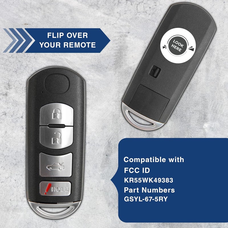 KeylessOption Smart 4-Button Key Fob for Mazda (KR55WK49383) - Image 4