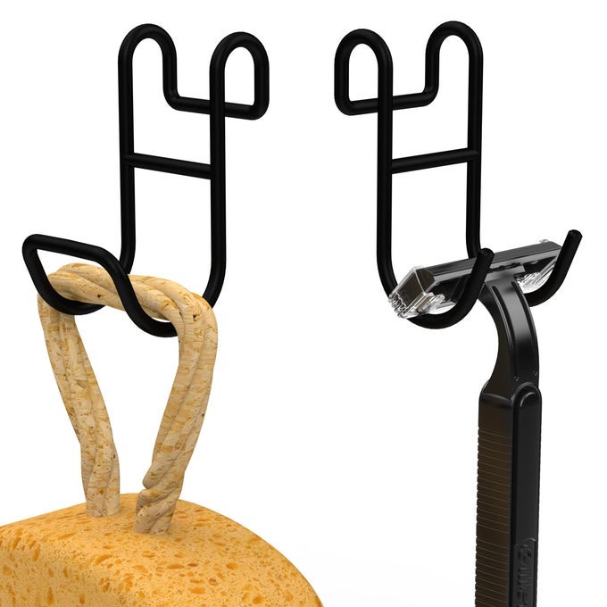 BLACK SHOWER CADDY WITH HOOKS 2 PACK SHOWER CADDY FOR LOOFAH AND RAZOR