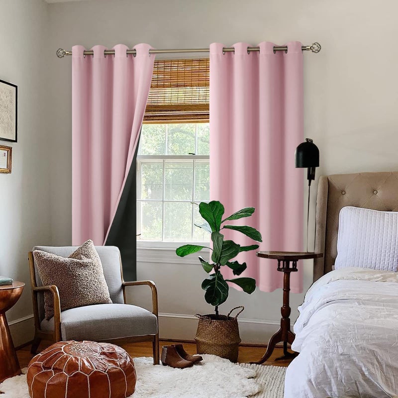 BGment Baby Pink 100% Blackout Curtains for Nursery Bedroom 69 Inch Length 2 Panels  Thermal Insulated Full Light Blocking Grommet Noise Cancelling Window Curtains for Girls Room  55 Inch Wide Each - Image 2