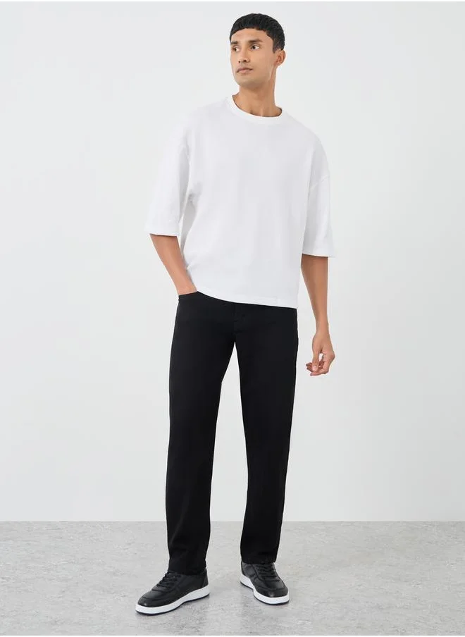 Styli Styli Solid Boxy Fir Round Neck T-Shirt
