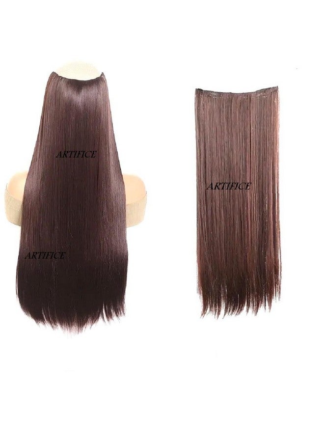 Artifice 5 Clip Straight Clip In Hair Extensions For Women Natural Soft Clip On Extensions Synthetic Thick Hairs For Any Event For Girls Hair Extension Ruby Fusion 24 Inch - Image 1