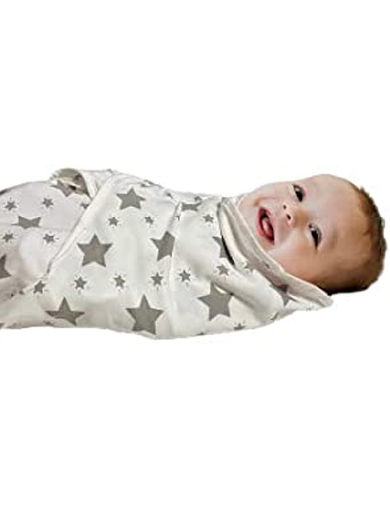 Swaddle Blanket for Newborn Unisex Baby Girl or Boy Sleep Sack Adjustable Soft Organic Cotton Swaddle Wrap Set Comfy Blankets with Baby (0-3 Month), White and Grey - Image 2