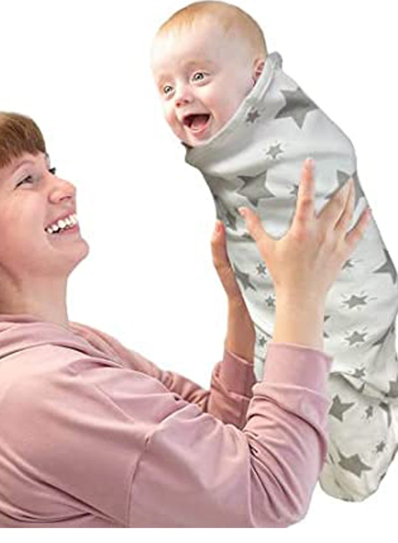 Swaddle Blanket for Newborn Unisex Baby Girl or Boy Sleep Sack Adjustable Soft Organic Cotton Swaddle Wrap Set Comfy Blankets with Baby (0-3 Month), White and Grey - Image 3