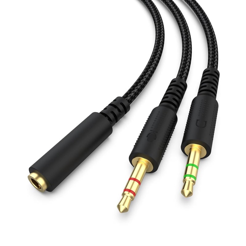 Koffmon Replacement Audio Cable Cord Wire with Y Splitter for Razer Kraken X/BlackShark V2 Pro/Razer Nari Headphone Gaming Headset Adapter to PC/Speaker/Headphone - Image 1