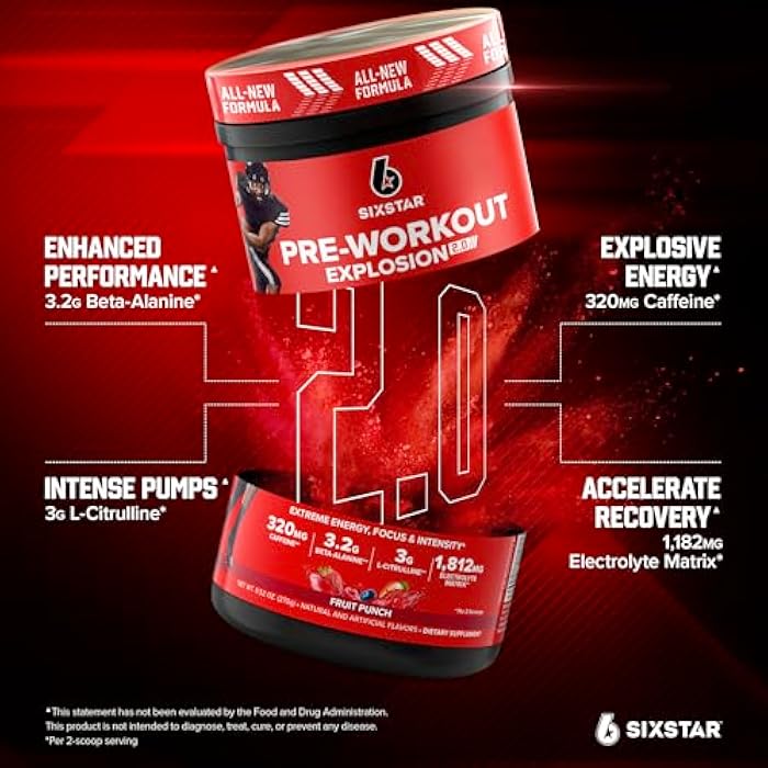 Six Star Pre-Workout Powder for Men & Women, Fruit Punch (30 Servings) - Preworkout Explosion 2.0 Energy Powder Drink Mix with Beta-Alanine & Caffeine - Sports Nutrition Supplement Products - Image 3