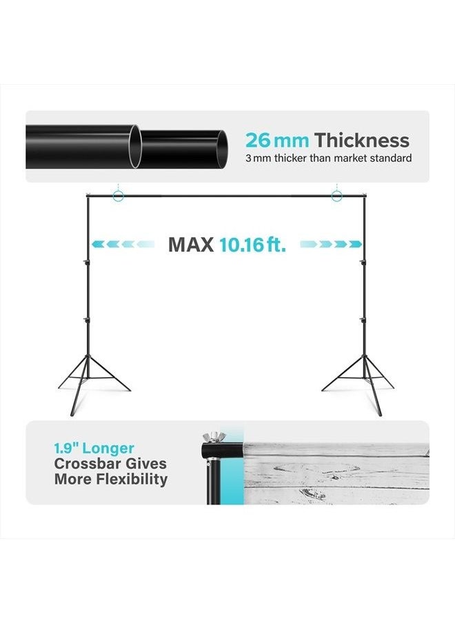JS JULIUS STUDIO Julius Studio 10.1 ft. Extra Wide & 7.6 ft. Tall (122 x 91 inch) Backdrop Stand, Background Support Equipment, Great fit for 10 ft. Screens, Complete Accessory Kit for Photo Video Studio, JSAG283  - Image 2