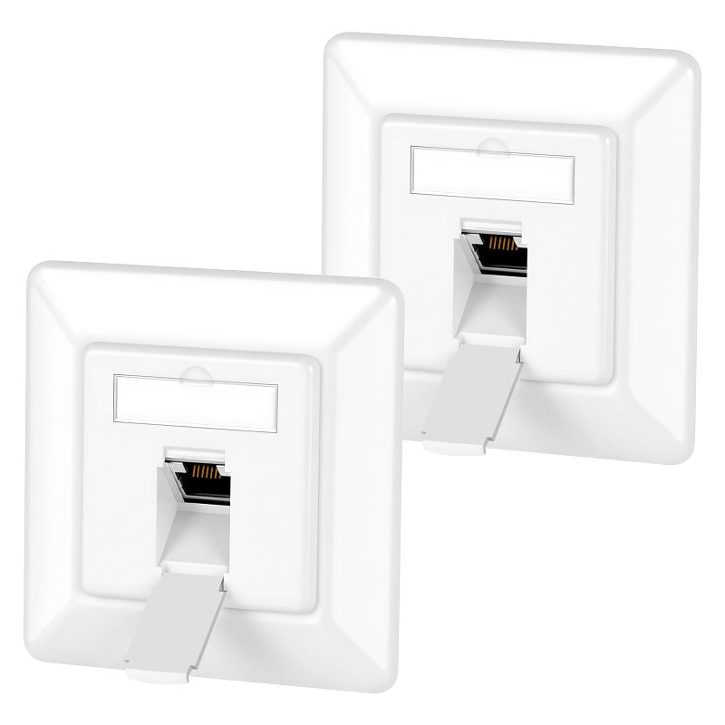 OFFCUP Network Socket, 2x Set 500 MHz 10 Gbit/s Ethernet Socket, Network Box with 1 RJ45 Port, 80mm×80mm for Ethernet LAN Installation Cable - Image 1