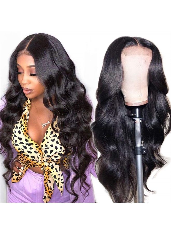 Wingirl HD Transparent Lace Front Human Hair Wigs for Women Pre Plucked Hairline 12A 220% Density Brazilian Body Wave Lace Front Wigs with Baby Hair Black Color(20Inch, 220% Denisty) - Image 1