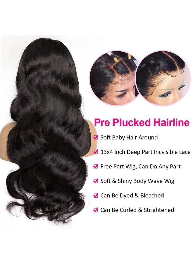 Wingirl HD Transparent Lace Front Human Hair Wigs for Women Pre Plucked Hairline 12A 220% Density Brazilian Body Wave Lace Front Wigs with Baby Hair Black Color(20Inch, 220% Denisty) - Image 5