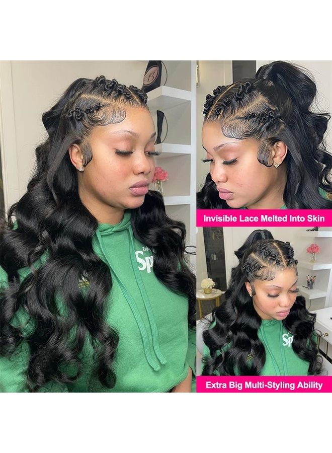 Wingirl HD Transparent Lace Front Human Hair Wigs for Women Pre Plucked Hairline 12A 220% Density Brazilian Body Wave Lace Front Wigs with Baby Hair Black Color(20Inch, 220% Denisty) - Image 3