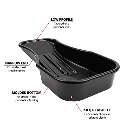 Performance Tool W4073 Heavy Duty 2.8 Quart Oil Drain Pan with Splash Guard and Tapered Spout for Lawn Equipment and Motorcycles - Image 3