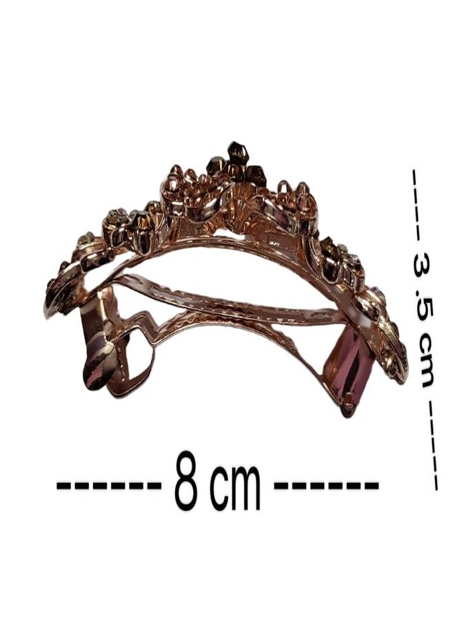 Trendsetter pack of 1 wedding hair accessories A.D stone french barrete medium hair clip/back pin for women & Girls (Random color) - Image 5
