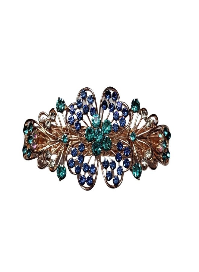 Trendsetter pack of 1 wedding hair accessories A.D stone french barrete medium hair clip/back pin for women & Girls (Random color) - Image 3