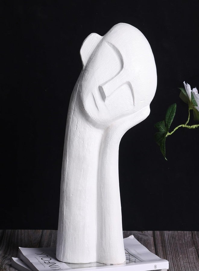 XIAOMAGG White Head Sculpture Ceramic Thinker Statue, Modern Home Statue Head Decor Bust Statues,14 Inch Tall Abstract Sculpture, for Shelf Home and Office,Shelves, Bookshlf, Gift - Image 1