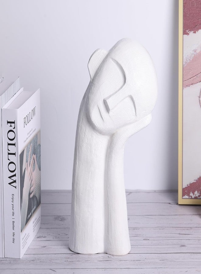 XIAOMAGG White Head Sculpture Ceramic Thinker Statue, Modern Home Statue Head Decor Bust Statues,14 Inch Tall Abstract Sculpture, for Shelf Home and Office,Shelves, Bookshlf, Gift - Image 2