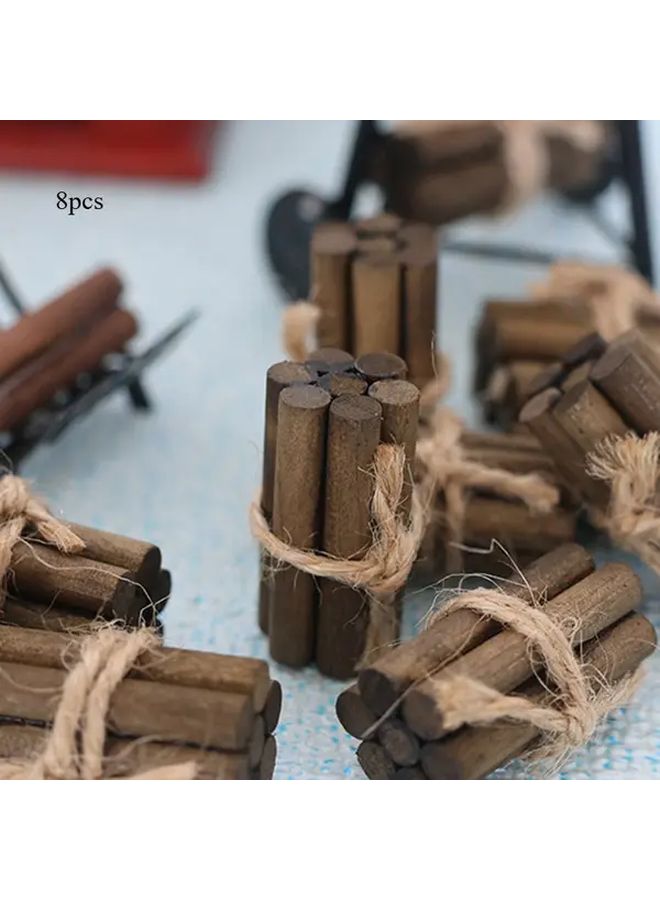 8pcs Miniature Wooden Firewood Model Set 1 12 Scale Dollhouse Kitchen Garden Decor - Image 1