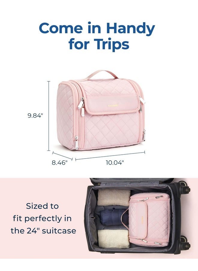 BAGSMART - Travel Toiletry Bag, Large Capacity Cosmetic Bags For Women With Hanging Hook, Water-Resistant For Toiletries Accessories Brushes Sponge, With Handle - Image 1
