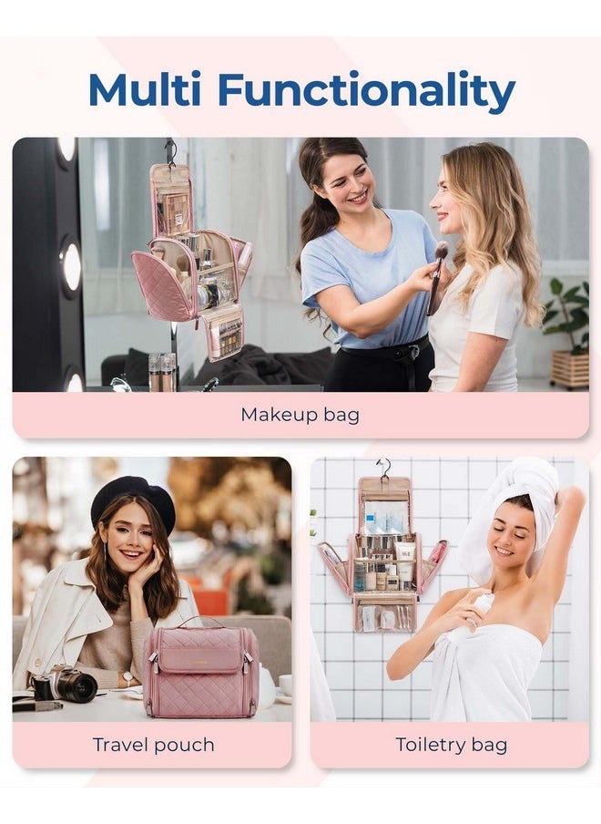 BAGSMART - Travel Toiletry Bag, Large Capacity Cosmetic Bags For Women With Hanging Hook, Water-Resistant For Toiletries Accessories Brushes Sponge, With Handle - Image 1