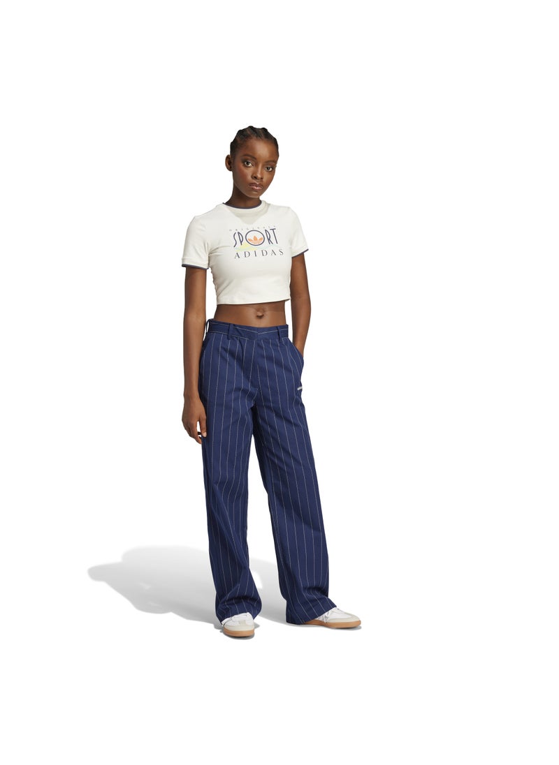 adidas Originals - Pinstripe Twill Loose Pants - Image 1