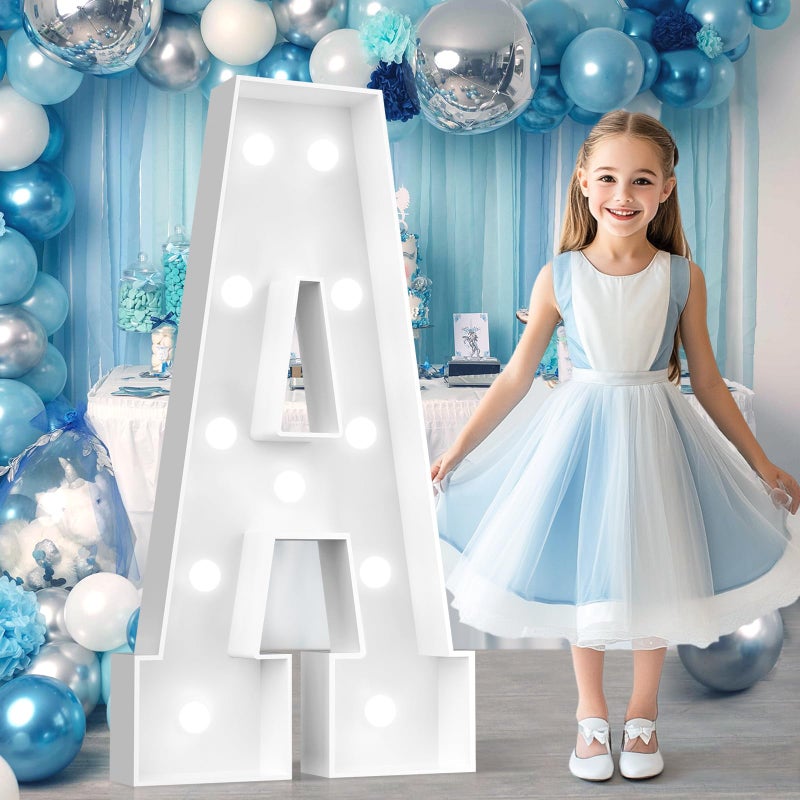 Ledido 4FT Marquee Light Up Letters A Big Marquee Letters 4 Feet Tall for Birthday Decorations Large Light Up Letters for Party Wedding Graduation Baby Shower Anniversarty Decor