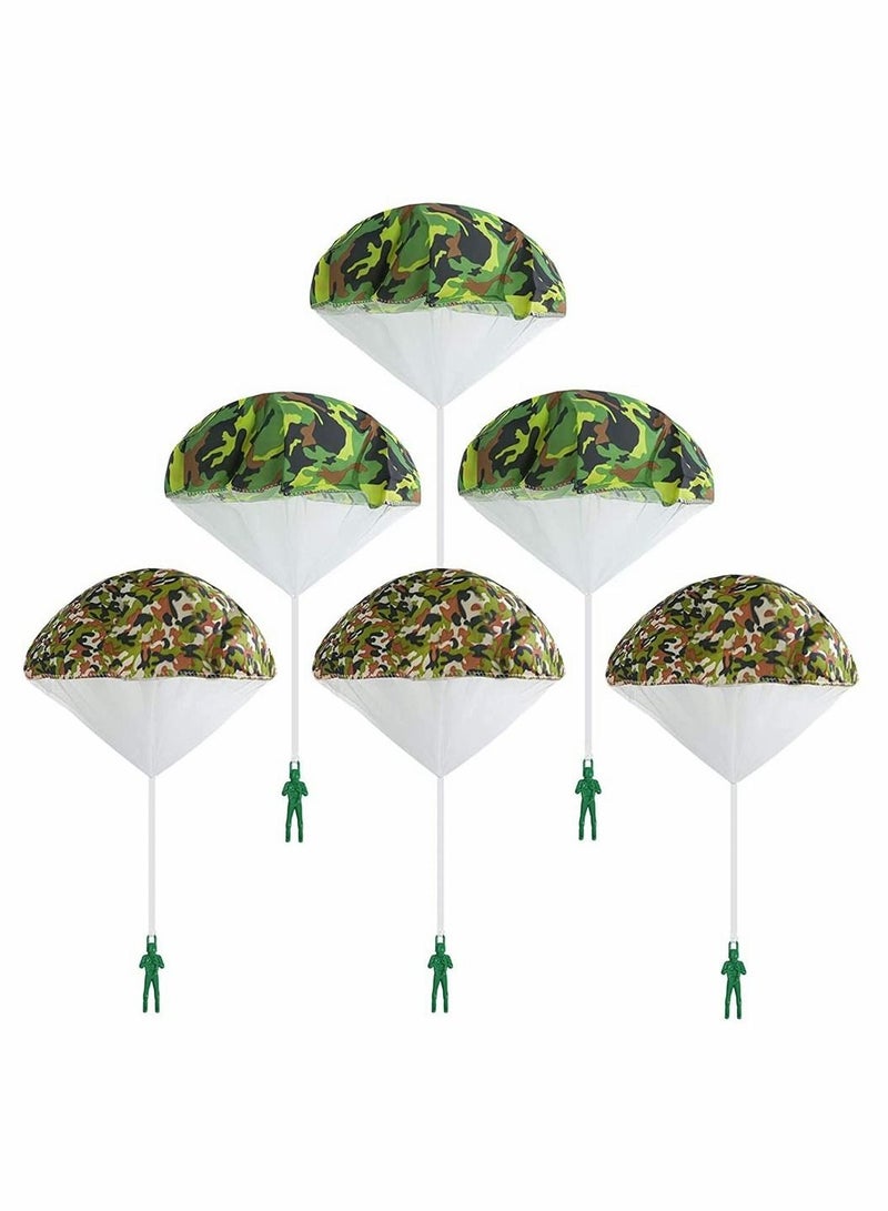 KASTWAVE 6 Pack Camo Parachute Toy, Army Camo Parachute Toys for Kids Tangle Free Throwing Toy Parachute Action Figures Toy Hand Throwing Kids Outdoor Games Toys Outside Toys Gifts for Boy and Girl  - Image 1
