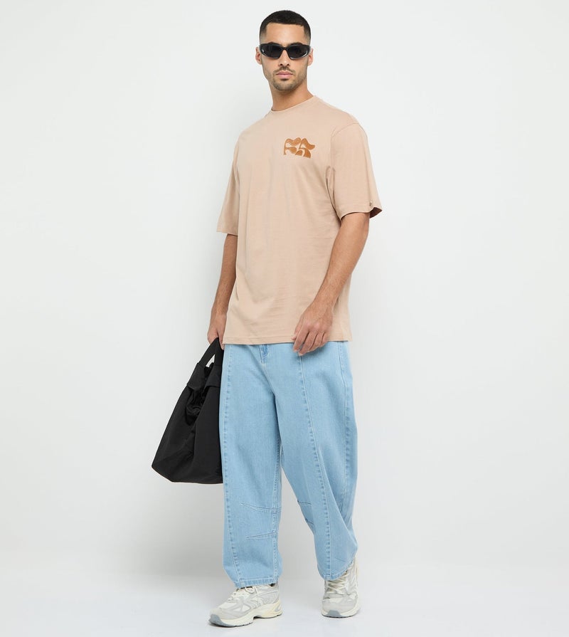 إف5 تيشيرت رجالي كبير الحجم بشعار  - بني فاتح - Image 3