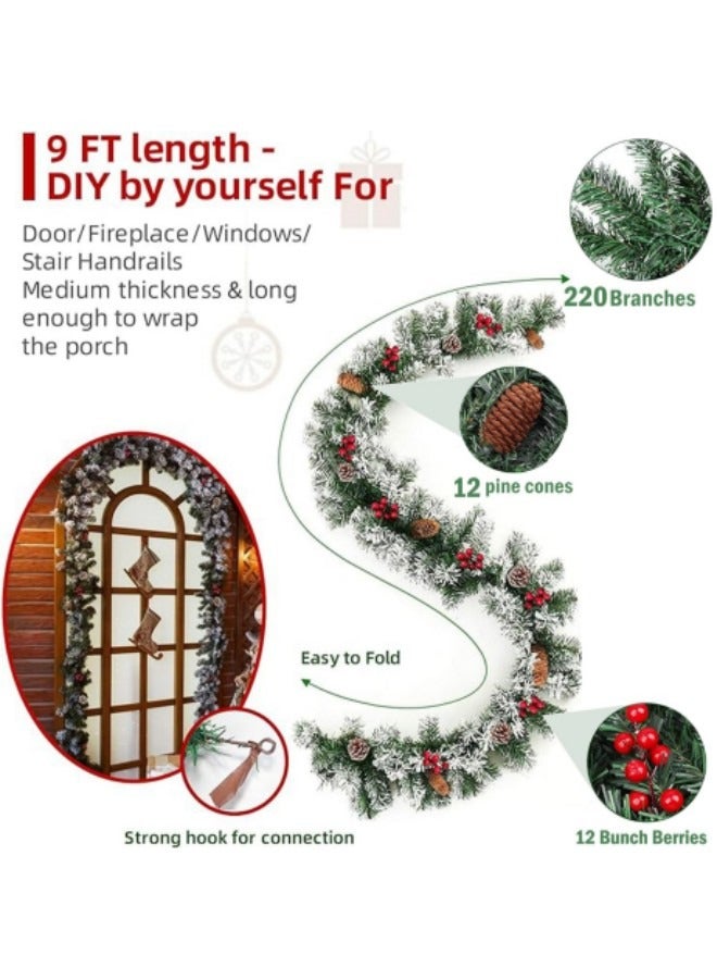 GGEROU 2.7M Artificial Pine Garland, Artificial decorative Tree Garland  Wreath Vine Soft Greenery Garlands  - Image 4