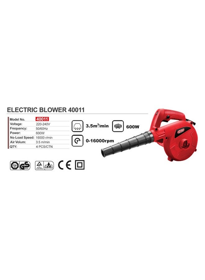 Osco 600 Watt Electric Blower. ideal for multiple uses in the home or workshop. This blower features high power and multiple speeds, making it an effective and reliable tool for cleaning, drying 40011 - Image 4