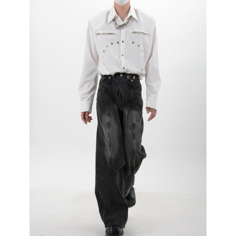 Unisex Classic Denim Jeans Loose Fit Daily Outdoor Wear - Image 3