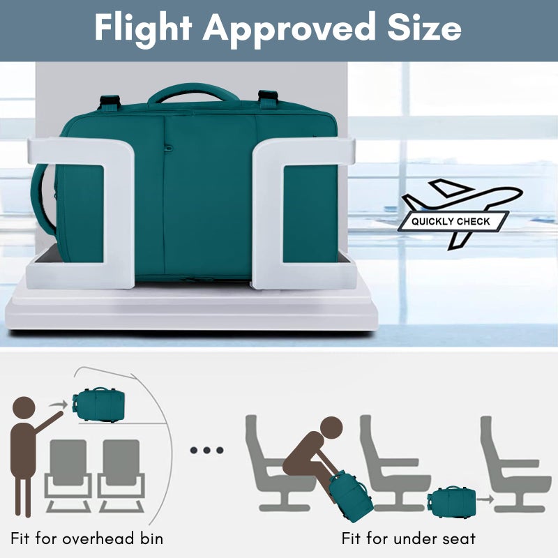 Taygeer Carry on Backpack for Men Women, Luggage Laptop Backpack for Airplane Travel with USB Charging Port, 35L Water Resistant Gym Weekender Bag for College Gift, Peacock Blue - Image 3