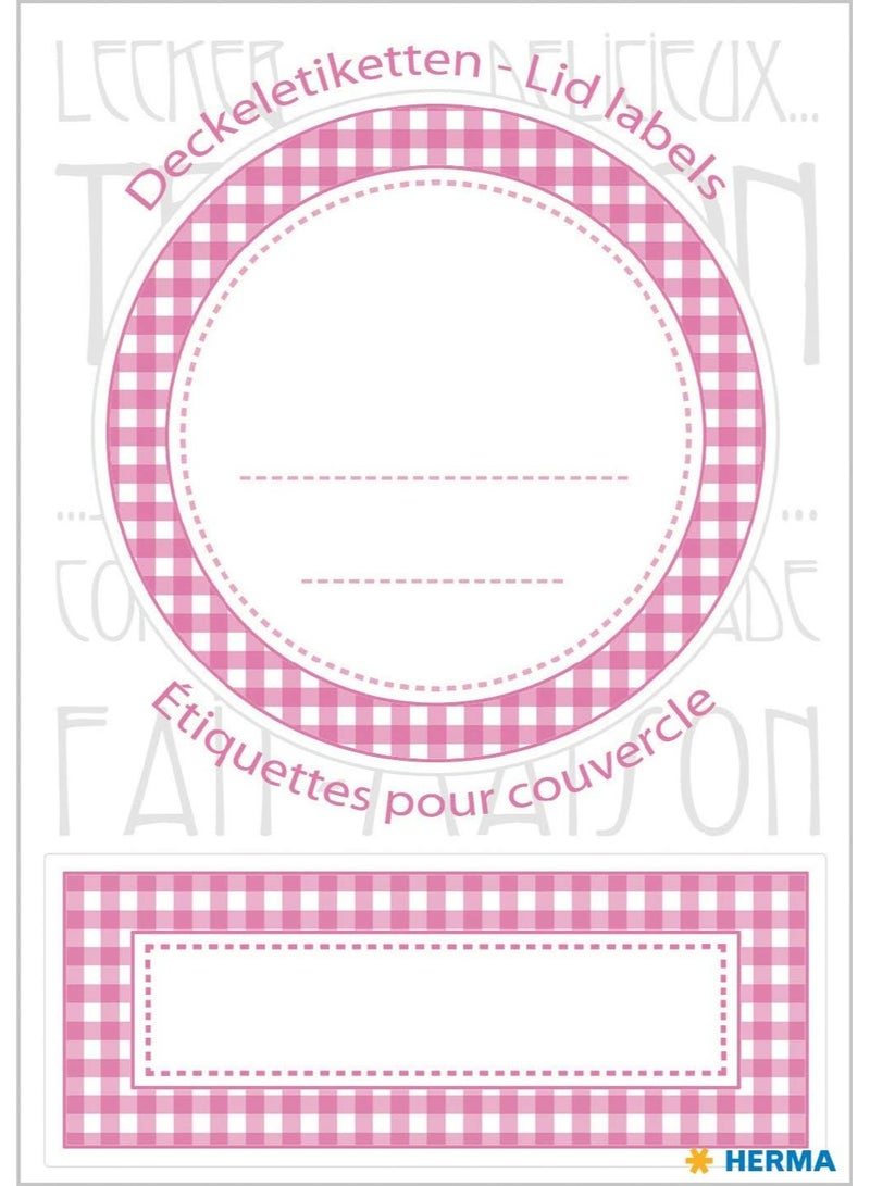 Herma Round and Rectangular Kitchen Jar Labels in Pink Checkered Pattern (HERMA 15047) - Homemade Jam, Spice, and Preserved Food Jar Decoration and Classification Kit - Image 2