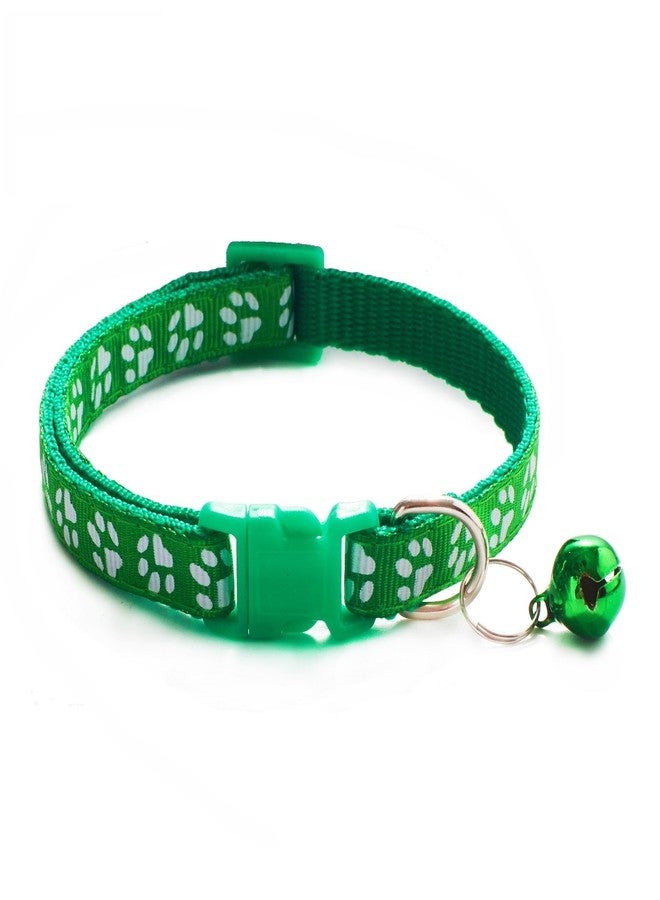 Litvibes Cat Collars Set Of 3 With Bell,Kitten & Small Soft Adjustable Collar Safe,Solid & Protection Breakaway For Cats & Puppies,Cute Kitty Neckband With Paw Print-(Light Green,Dark Blue,Dark Green) - Image 2