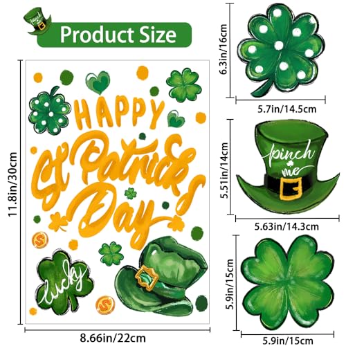 YUJUN 6 Sheets St. Patrick's Day Window Clings, Extra Large Good Luck Shamrock Window Decals Stickers for St. Patrick's Day Glass Home Decor and Spring Decoration - Image 3