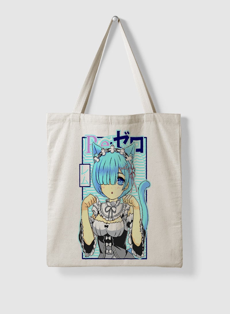 LOWHA Polyester Tote Bag with Shoulder Straps and Cute Rem With Cat Ears Anime Pattern - Image 4