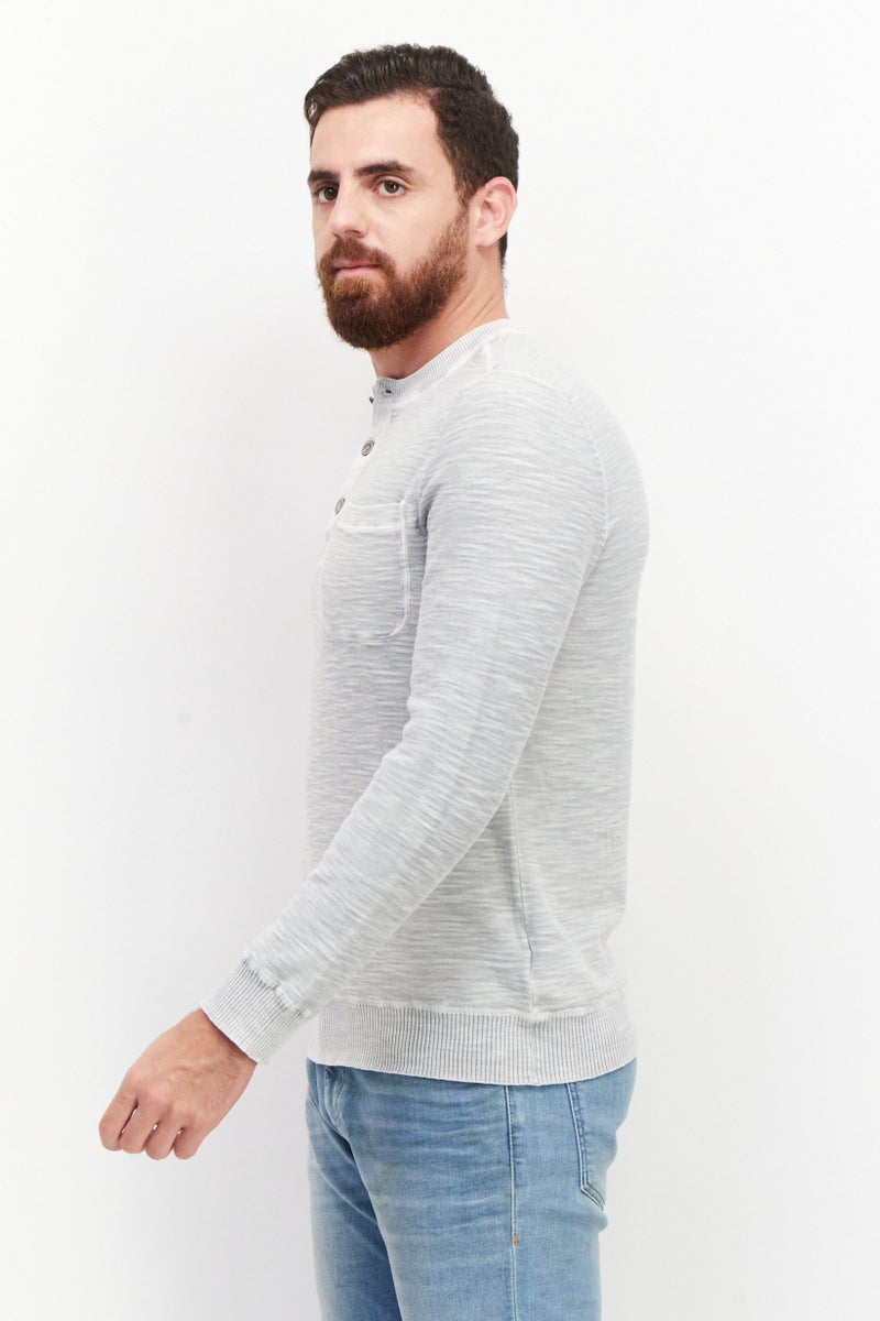 TRUE GRIT Men Crew Neck Long Sleeve Knitted Sweatshirt, Grey - Image 4