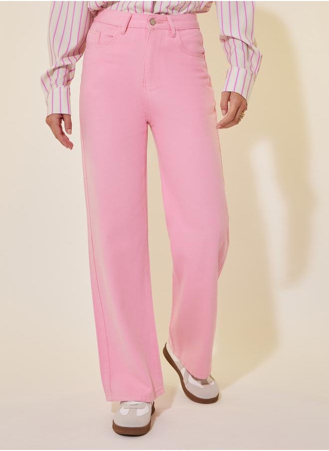 Take Two - Mid Rise Plain Wide Leg Jeans - Image 1