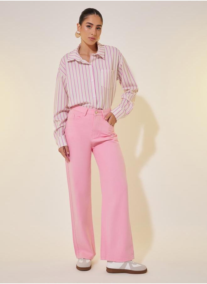 Take Two - Mid Rise Plain Wide Leg Jeans - Image 1