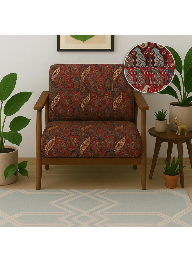 STITCHNEST Floral Paisley Stretchable/Spandex Printed Sofa Slip Cover, Pack of 4 (Suitable for 2 Seater Sofa) - Image 2