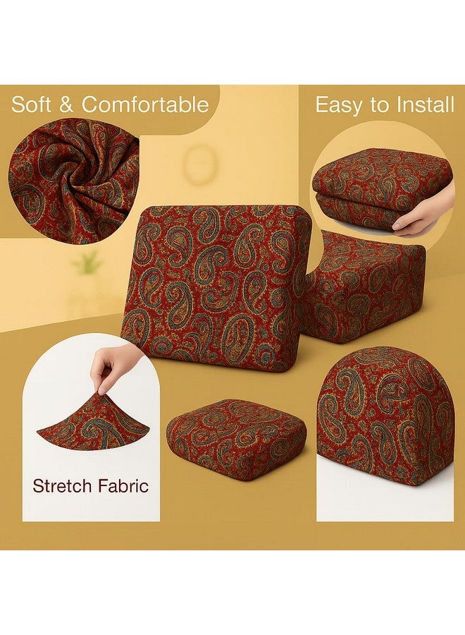 STITCHNEST Floral Paisley Stretchable/Spandex Printed Sofa Slip Cover, Pack of 4 (Suitable for 2 Seater Sofa) - Image 4