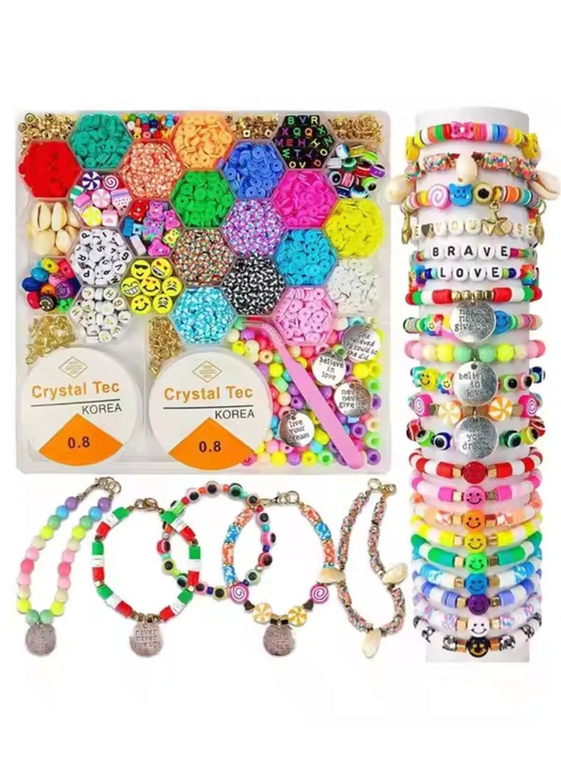Clay Beads for Jewelry Making Kit, Charm Bracelet Making Kit for Girls 8-12, Polymer Heishi Beads for Crafts, Preppy, Gifts (+3000) - Image 1