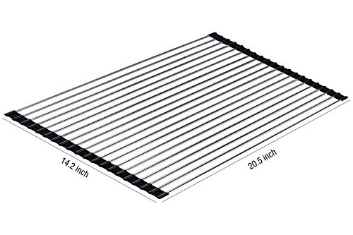 Ahyuan Roll up Dish Drying Rack Over The Sink Kitchen Roll up Sink Drying Rack Portable Dish Drainer Foldable Dish Drying Rack (Black, 20.5''X14'') - Image 4