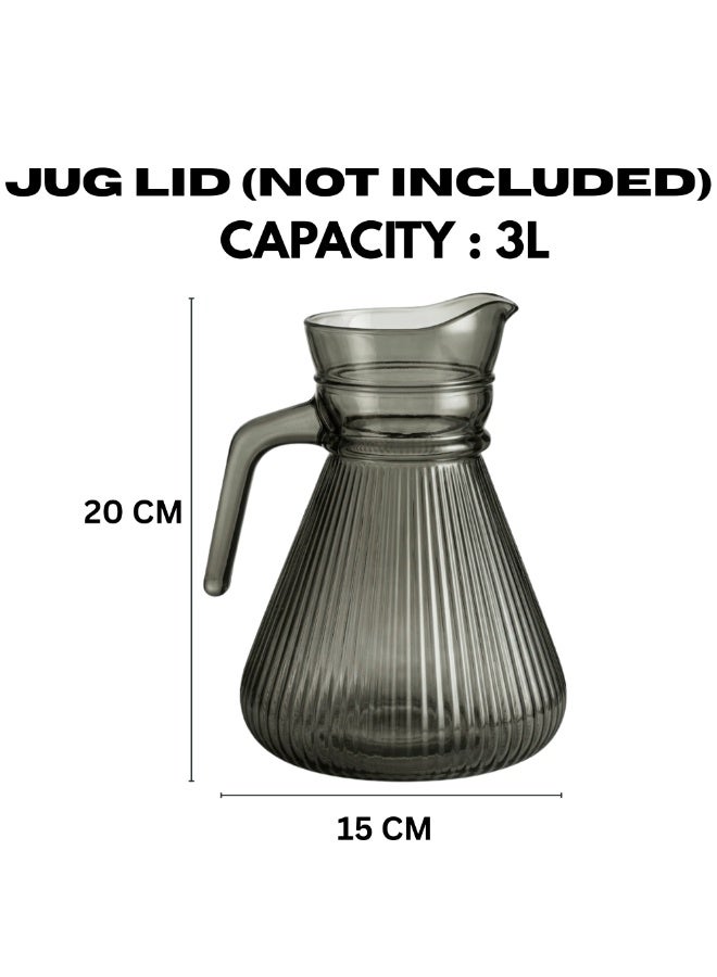 Fine Productions 7 Piece Water Jug and Cup Set 3000ml Jug and 300 ml Glasses x 6 Pcs Without Lid, Premium Black Finish Pouring Spout, for Iced Tea, Juice, Milk, Coffee, Lemonade, Hot and Cold Black - Image 2