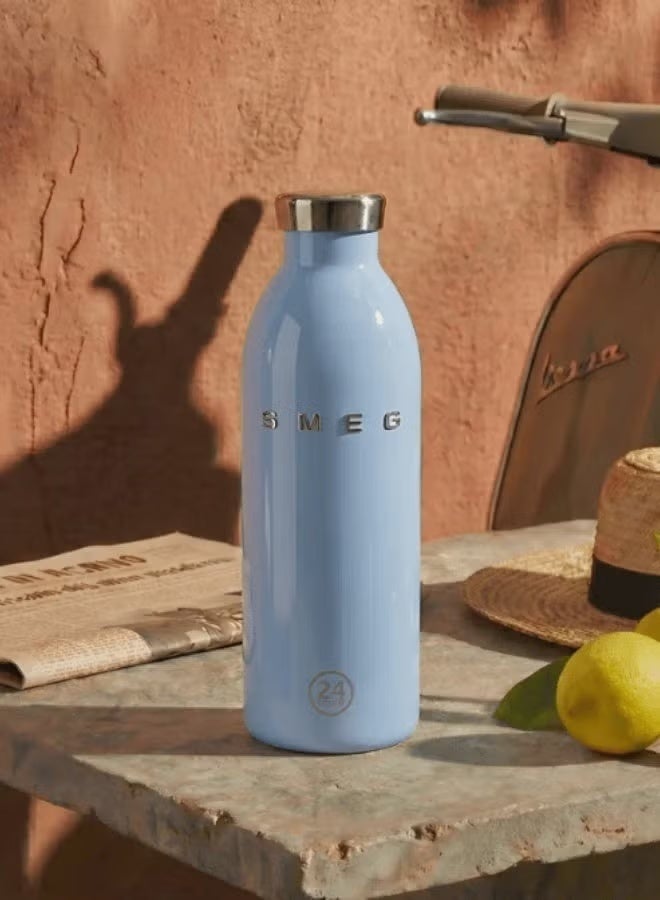 smeg زجاجة ماء حرارية من SMEG مصنوعة من الفولاذ المقاوم للصدأ - قارورة معزولة مانعة للتسرب - 500 مل. زرقاء - Image 1