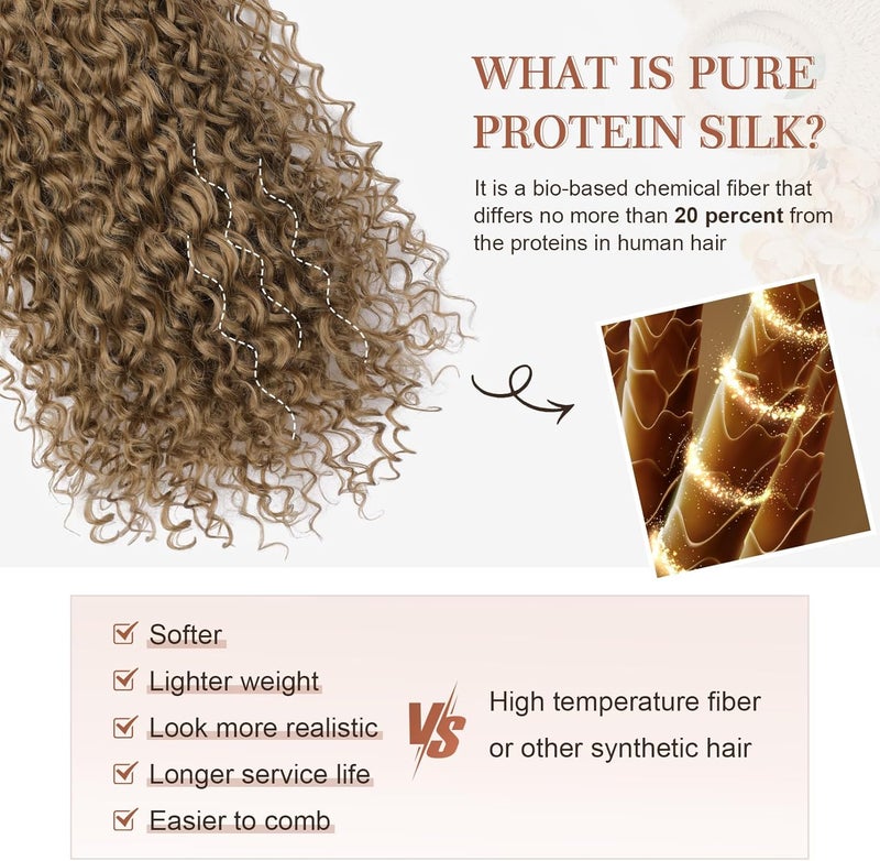 Flufymooz Clip in Hair Extensions, 4PC 100％ Pure Protein Silk Hair Extensions Long Soft Natural Hairpiece 20 Inch Curly Hair Extension for Women Deep Dirty Blonde - Image 3