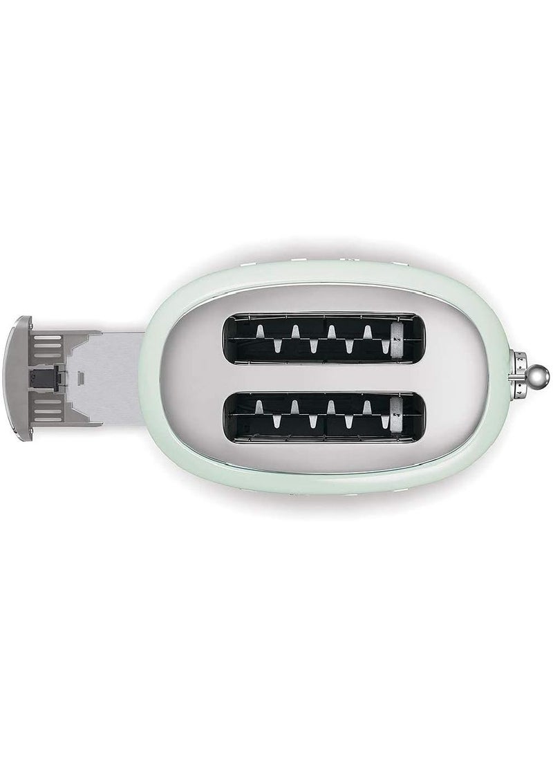 سميج Tsf01Pguk، محمصة خبز على طراز الخمسينيات، 2 شريحة، 6 مستويات تحميص، 2 فتحة خبز عريضة للغاية، وظائف إذابة الجليد وإعادة التسخين، صينية فتات قابلة للإزالة، أخضر فاتح، ضمان لمدة عام - Image 4