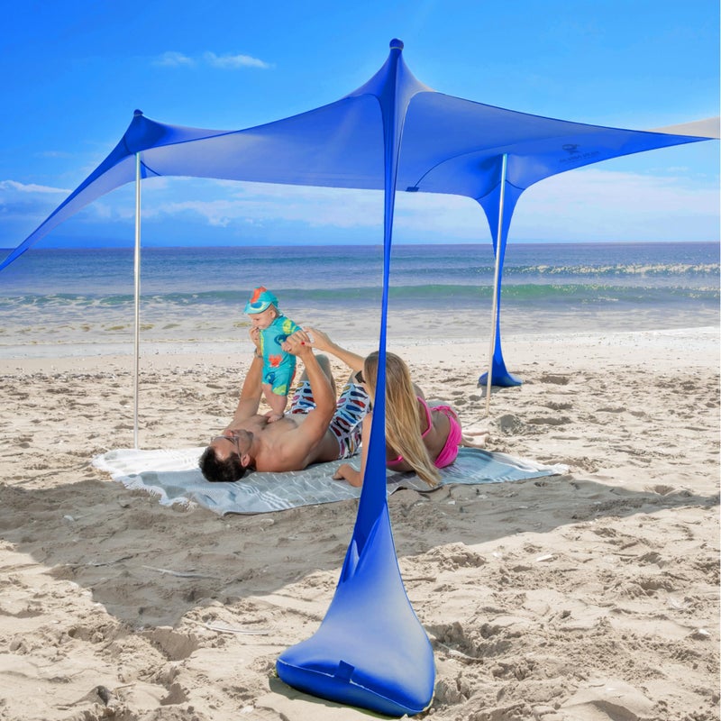 SUN NINJA Beach Tent Sun Shelter UPF50+ - Easy Pop Up Beach Canopy - Outdoor Shade for Camping Trips, Fishing, Backyard Fun Picnics - Sand Shovel, Ground Pegs & Stability Poles - Image 2